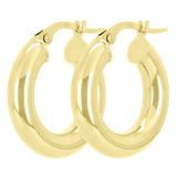 Italian 14k Yellow Gold High Polished Round Hoop Earrings 25mm x 5mm 3.5 grams