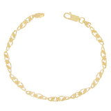 14k Yellow Gold Solid Flower & Leaves Link Bracelet 7" - 7"