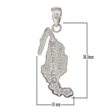 14k White Gold Mexico Charm Pendant Travel Souvenir Country Map 1.5 grams - White