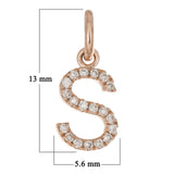 14k Rose Gold Diamond Initial Letter S Charm Pendant - Letter S,Rose