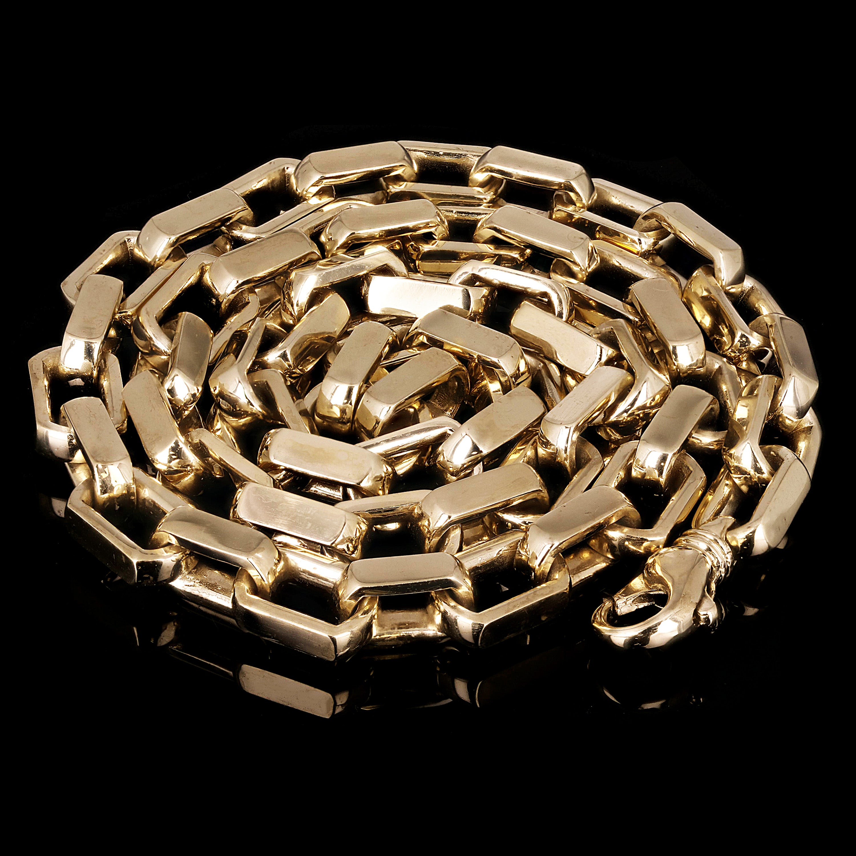 14k Yellow Gold Solid Handmade Custom Link Chain Necklace 20" 9mm 154.8 grams - 20"