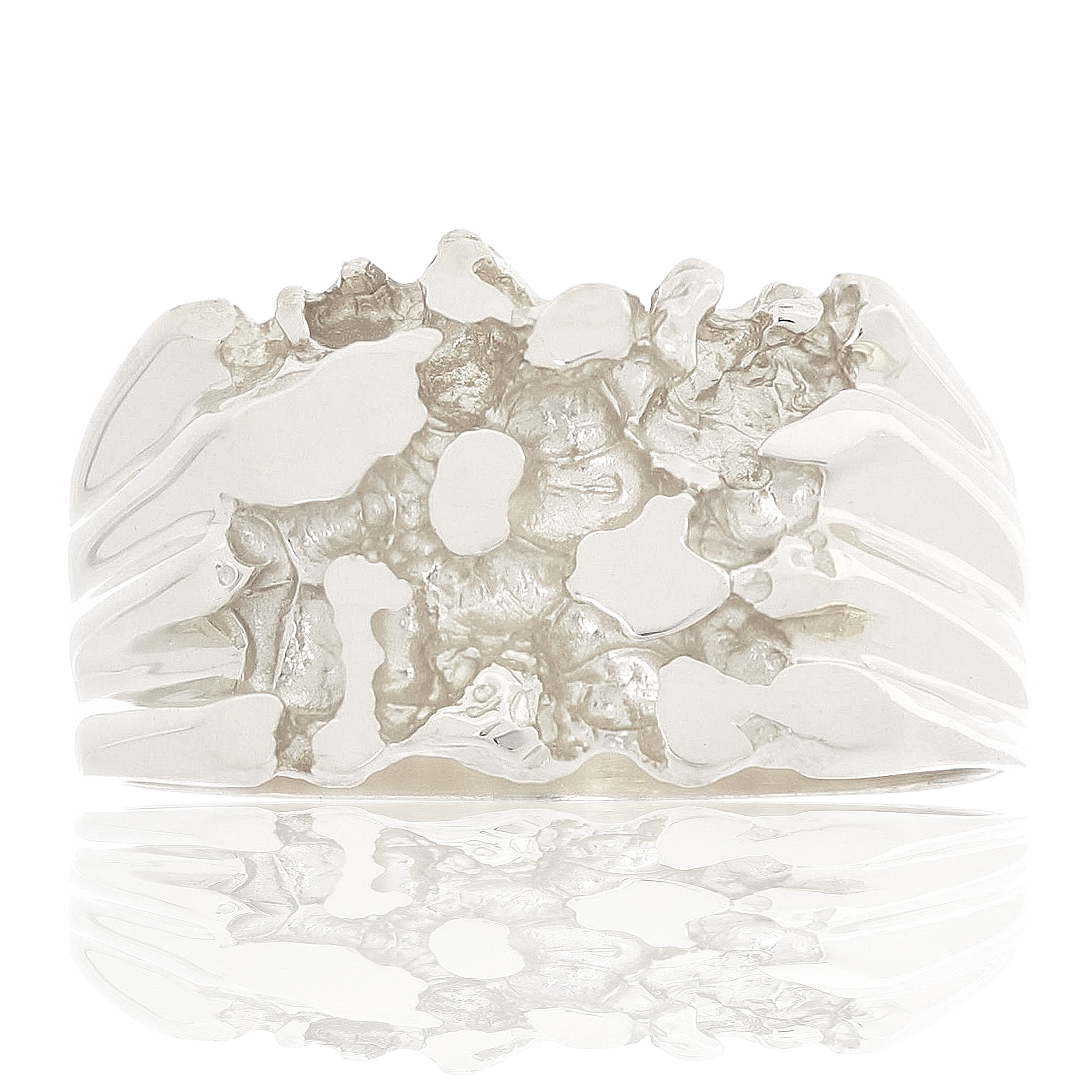 Men's 925 Sterling Silver Heavy Nugget Style Ring Size 9 - Ring Size 9