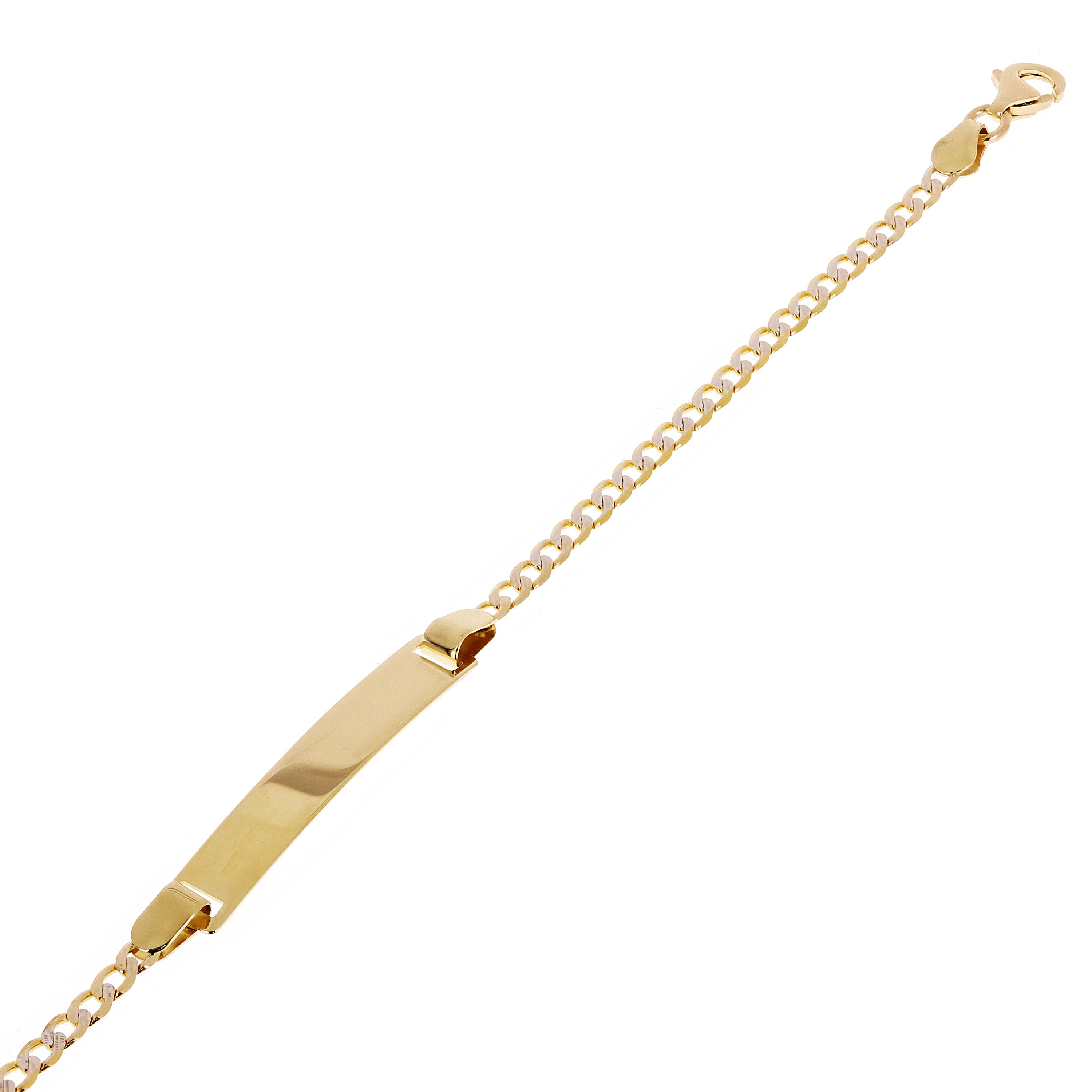 Italian 14k Two Tone Gold Engravable Baby Kids Cuban ID Bracelet 6-7" 2.5 grams
