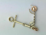 14k Two Tone Rose & Yellow Gold Kick Scooter Charm Pendant 2.3 grams
