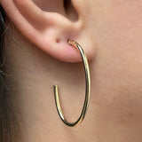 Italian 14k Yellow Gold Hollow High Polished J-Hoop Earrings 1.5" 2mm 1.8 grams