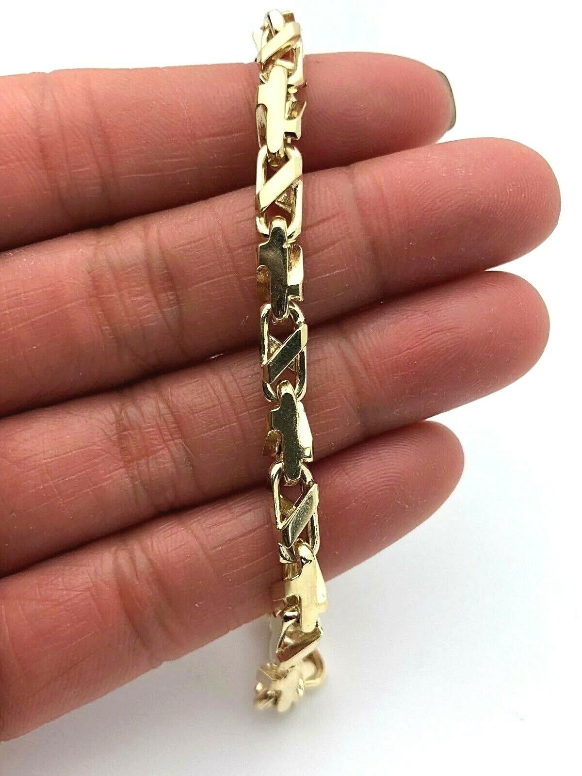 Men's 14k Yellow Gold Handmade Fashion Link Bracelet 8.5" 4.7mm 21.9 grams - 8.5"