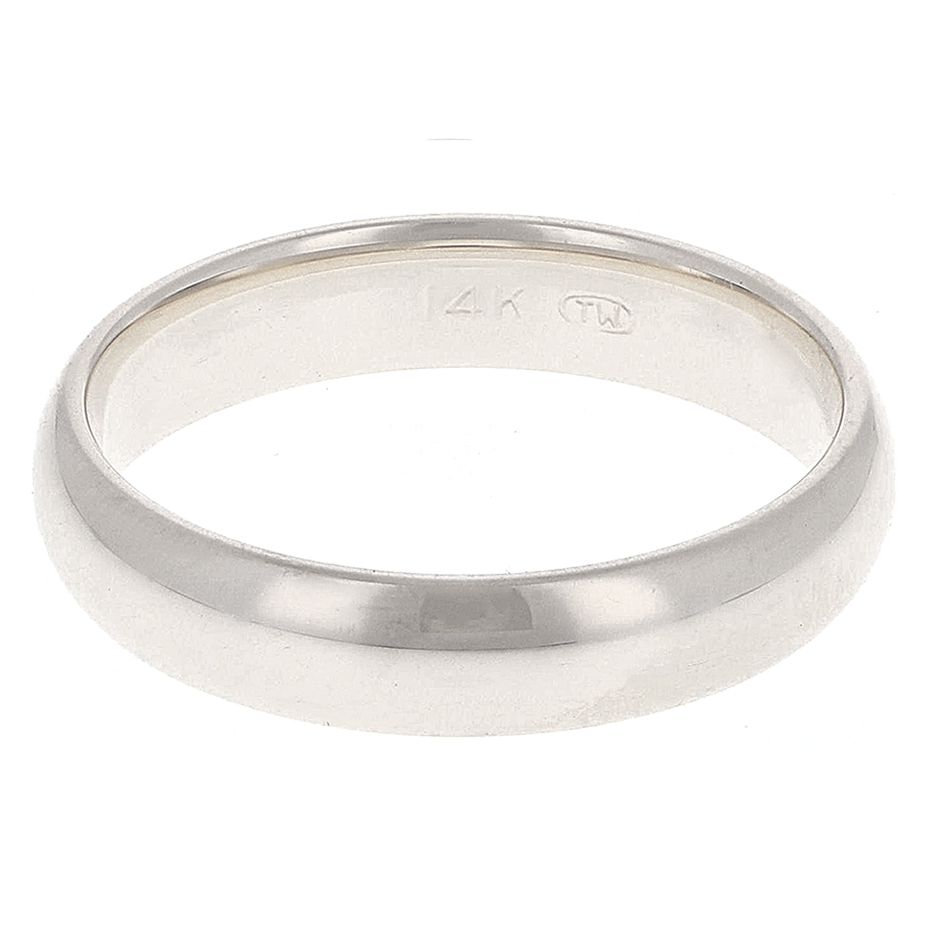 14k White Gold Comfort Fit Plain Wedding Band Ring 4mm Size 6 - White,4mm Ring Size 6