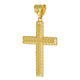 14k Yellow Gold 3D Filigree Greek Cross Pendant 1.7" 2 grams