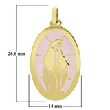 Italian 14k Yellow Gold Mother of Pearl Mother of God Virgin Mary Charm Pendant