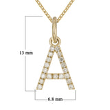 14k Yellow Gold Diamond Initial Letter A Charm Pendant Necklace 18" - Letter A,Yellow