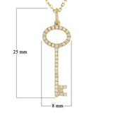 14k Yellow Gold Natural Diamond Key Pendant Necklace 18" - Yellow