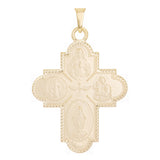 Italian 14k Yellow Gold Holy Spirit 4-Way Cross Medal Pendant 1.9" 8.6 grams - 1.9"