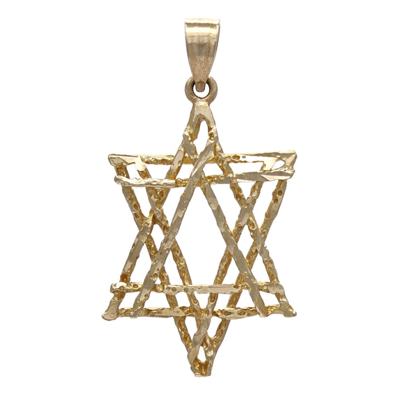 14k Yellow Gold Diamond Cut Jewish Star of David Charm Pendant 1.8 grams - Yellow