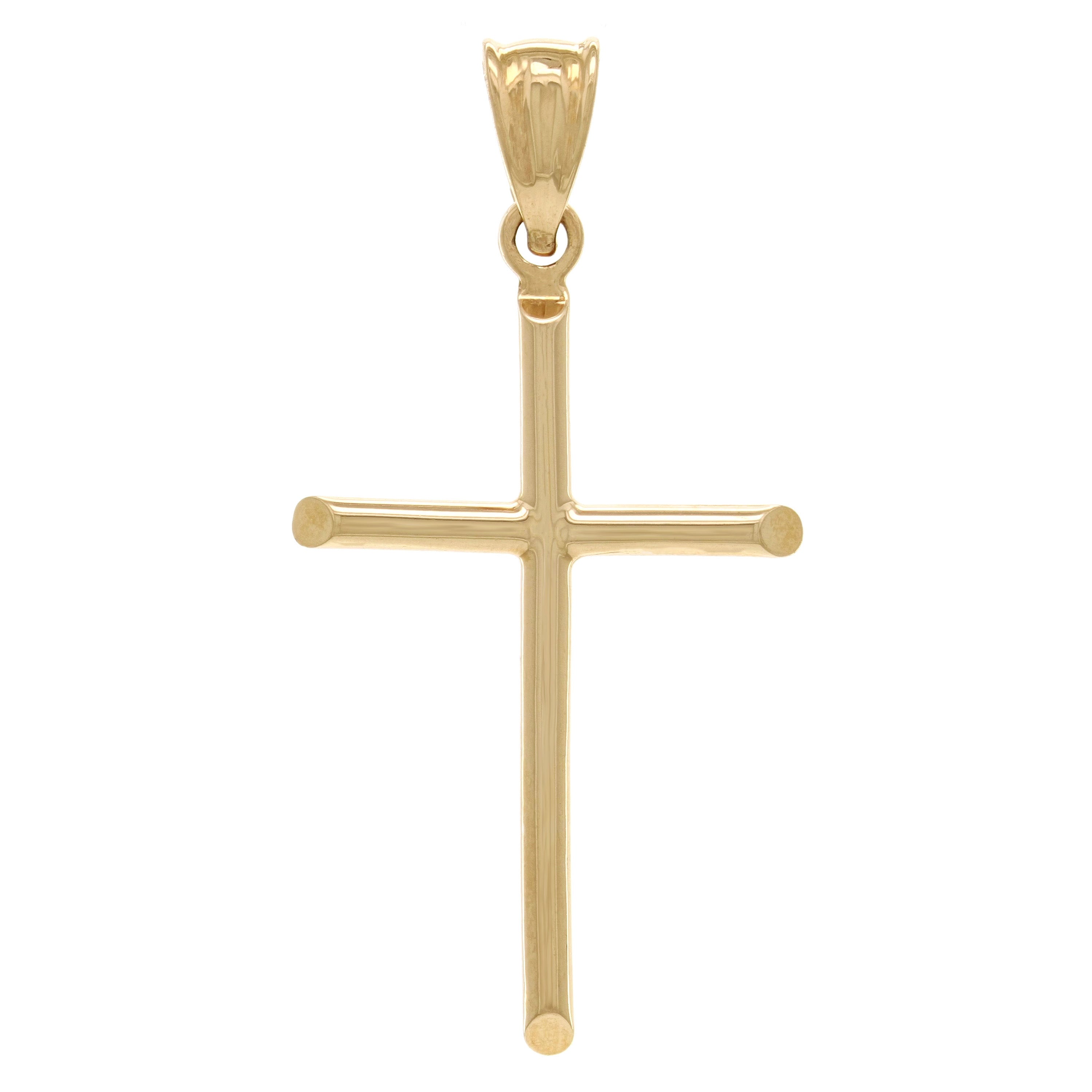 14k Yellow Gold Plain Cross Religious Charm Pendant Medium - Yellow,Medium