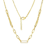Italian 14k Yellow Gold Paper Clip Link Double Rolo Chain Necklace 18" 8 grams