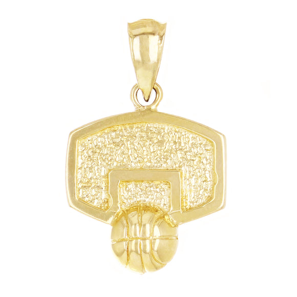 14k Yellow Gold Solid Basketball Ring Charm Pendant 21mm x 13.6mm 1.9 grams