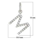 14k White Gold Diamond Initial Letter M Charm Pendant - Letter M,White