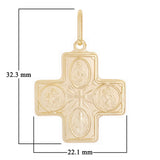 Italian 14k Yellow Gold Holy Spirit 4-Way Cross Medal Pendant 1.3" 2.8 grams