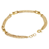 Italian 14k Yellow Gold U Shape Hardwear & Double Cuban Link Bracelet 7" 3.3gram