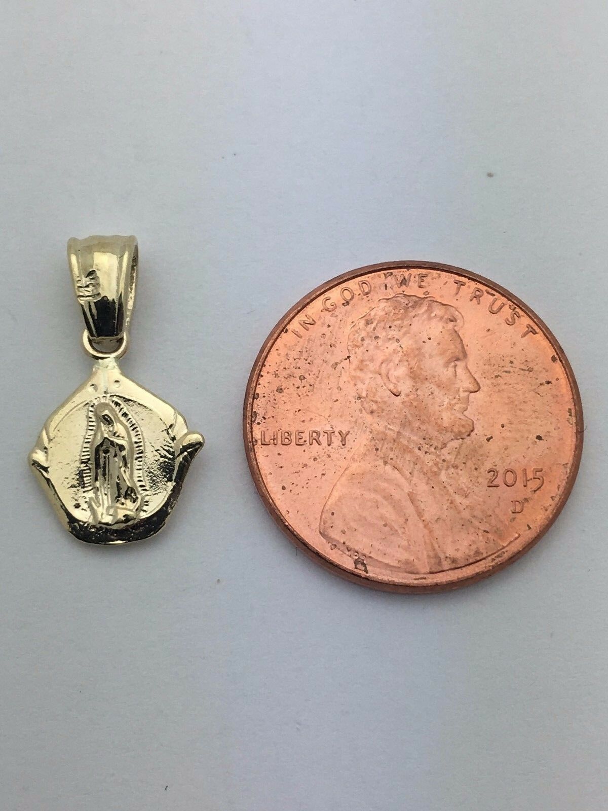 14k Gold Reversible Lady of Guadalupe & Sacred Heart of Jesus Charm Pendant