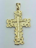 14k Yellow Gold Diamond Cut Nugget Cross Pendant 2.3" 12 grams