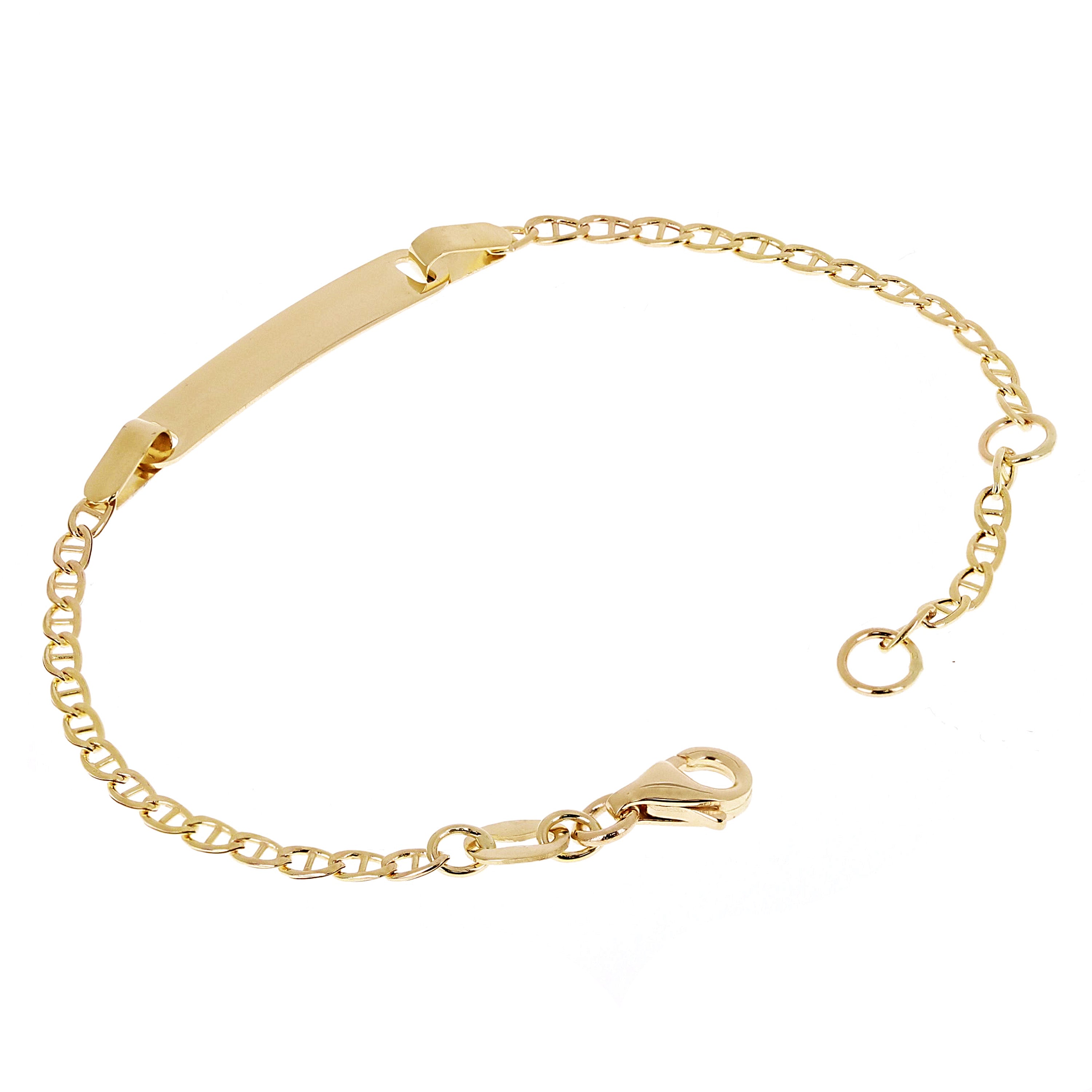 Italian 14k Yellow Gold Engravable Baby Kids ID Mariner Bracelet 5.5" 1.5 grams
