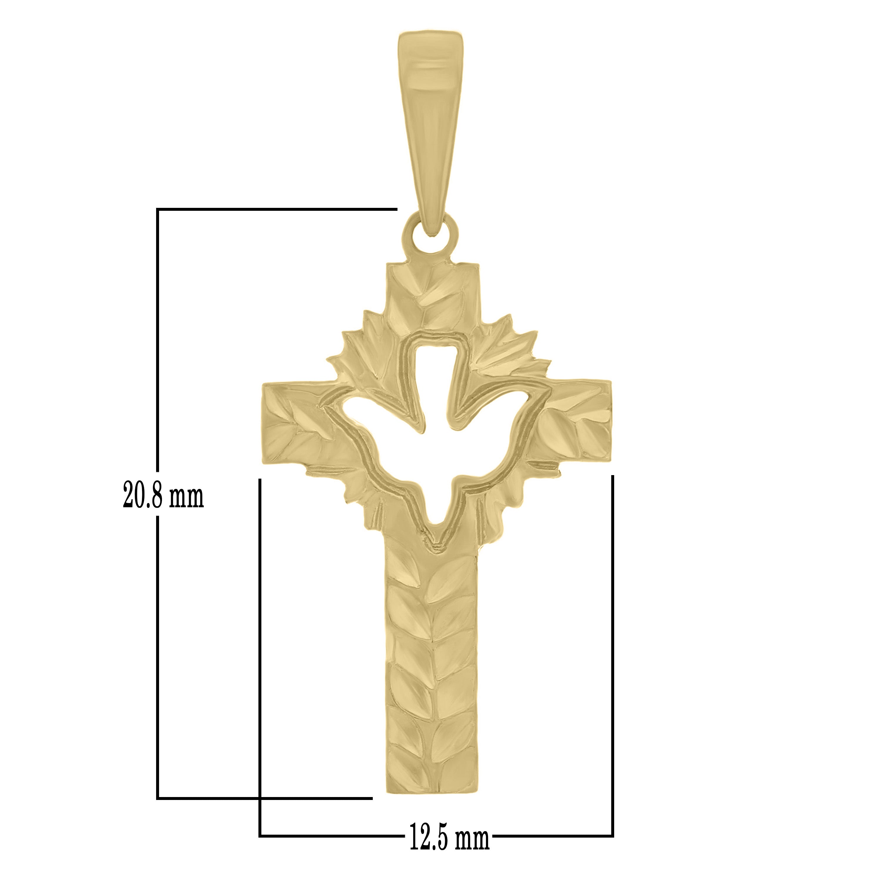 14k Yellow Gold Cross Religious Charm Pendant 1.2" 1.7grams - Yellow