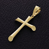 Italian 14k Yellow Gold Hollow High Polish Plain Cross Charm Pendant 2.3" 3.7g