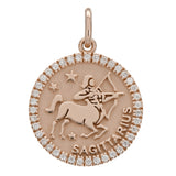 14k Rose Gold  Diamond Zodiac Sign Sagittarius Pendant - Sagittarius,Rose