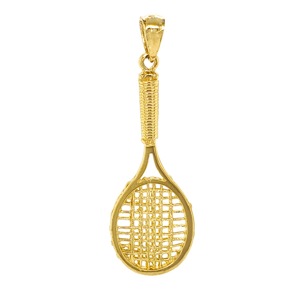 14k Yellow Gold Tennis Racquet Tennis Racket Sports Charm Pendant 3.2 grams - Yellow
