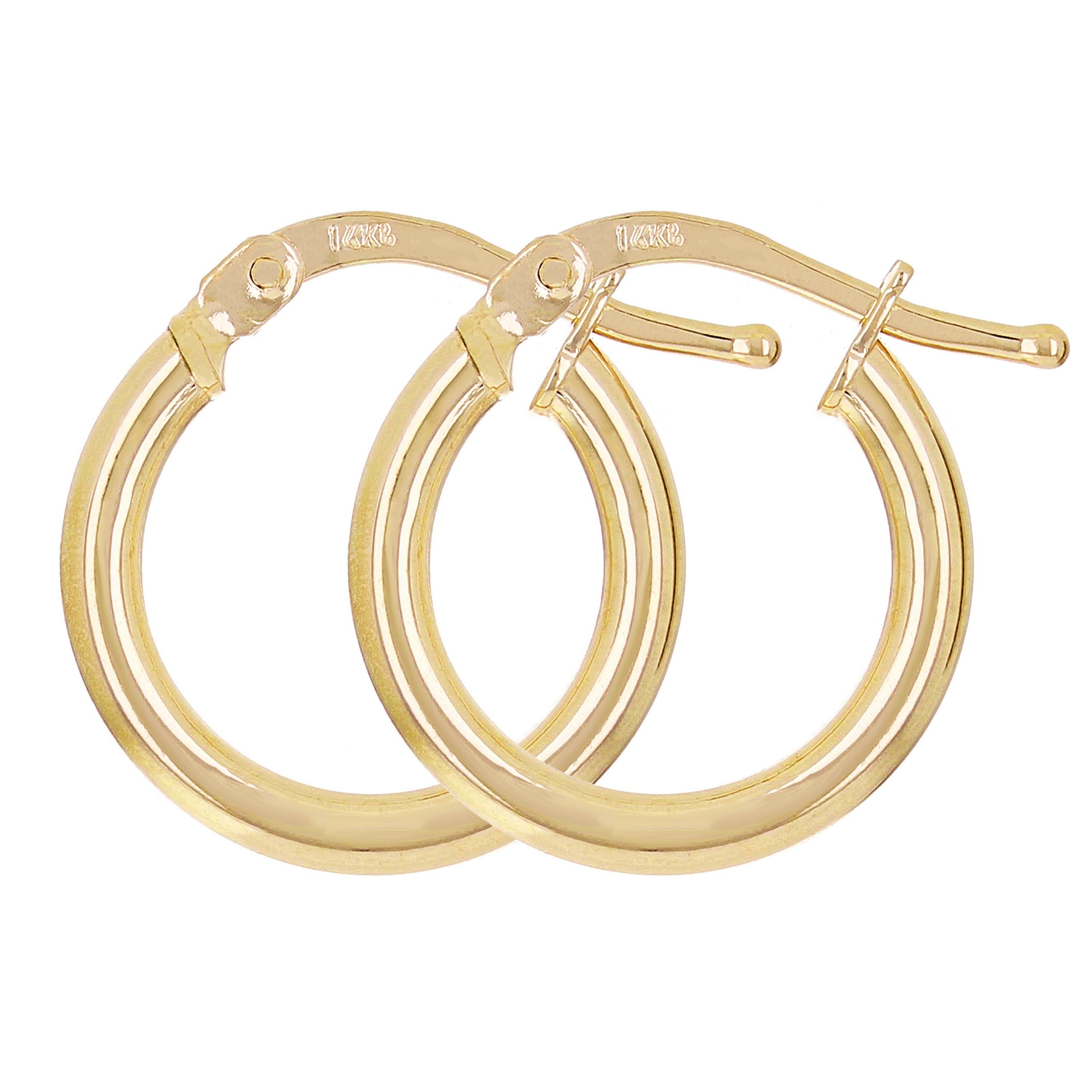 14k Yellow Gold Round Small Hollow Hoop Loop Earrings 16.7mm x 2mm 1.1 grams
