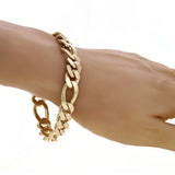 Men's 14k Yellow Gold Solid Heavy Figaro Chain Bracelet 7" 11.7mm 48.9 grams - 7"