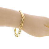 Italian 14k Yellow Gold Engravable Hollow Figaro ID Bracelet 7.5" 7.1mm 6.3 gram