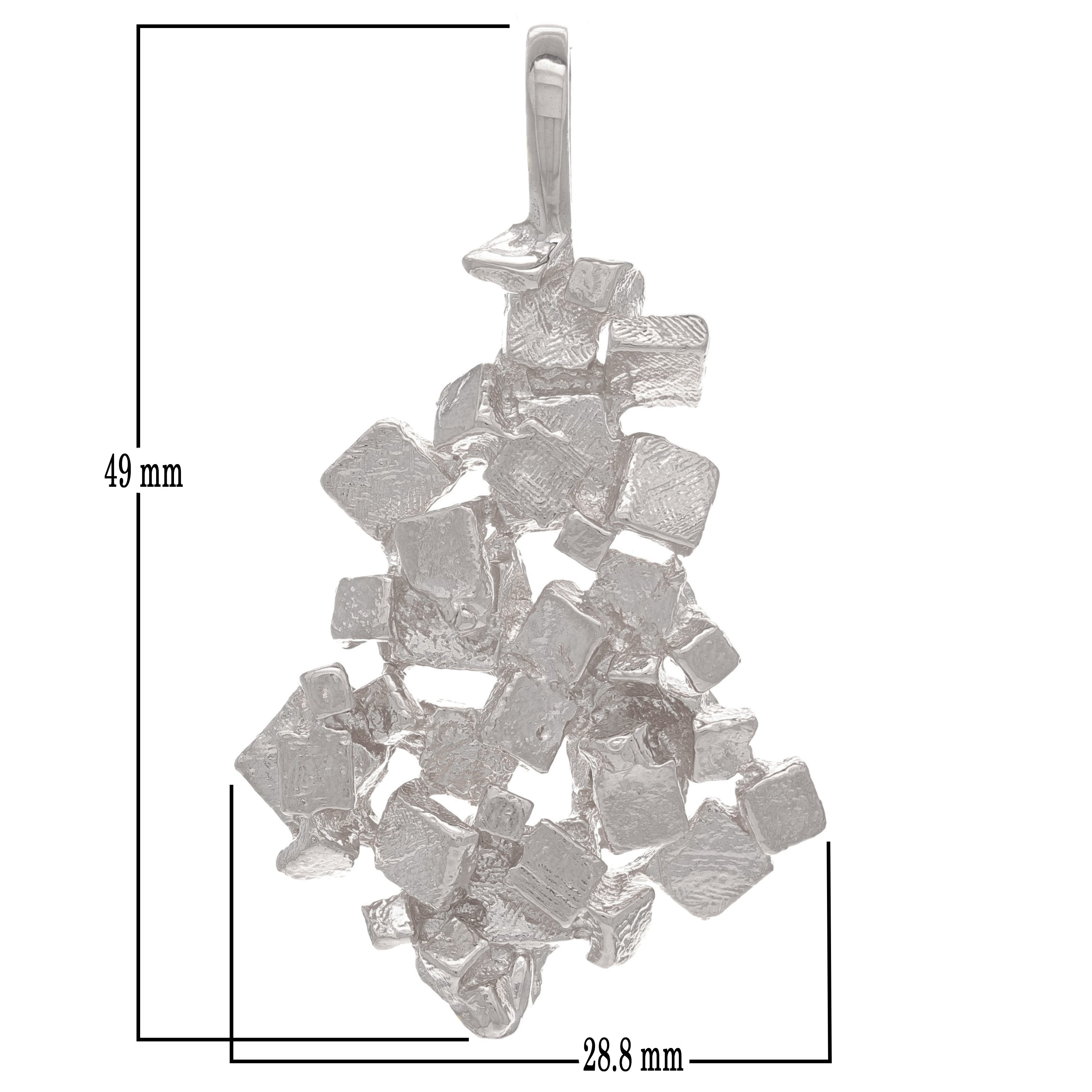 14k White Gold Heavy Chunky Free Form Nugget Pendant 1.9" 14.5 grams - White