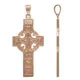 14k Rose Gold Reversible Double Sided Celtic Cross Religious Pendant 6.8 grams - Rose