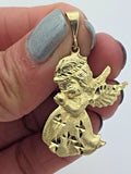 10k Yellow Gold Diamond Cut Praying Little Angel Charm Pendant 3.6 grams