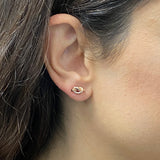 Italian 14k Rose Gold Shiny Mini L Pretzel Love Knot Tubular Stud Earrings - Rose,Medium