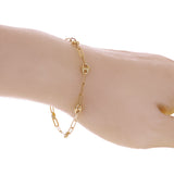 Italian 14k Yellow Gold Hollow Oval & Paper Clip Link Bracelet 7" 5mm 2.5 grams