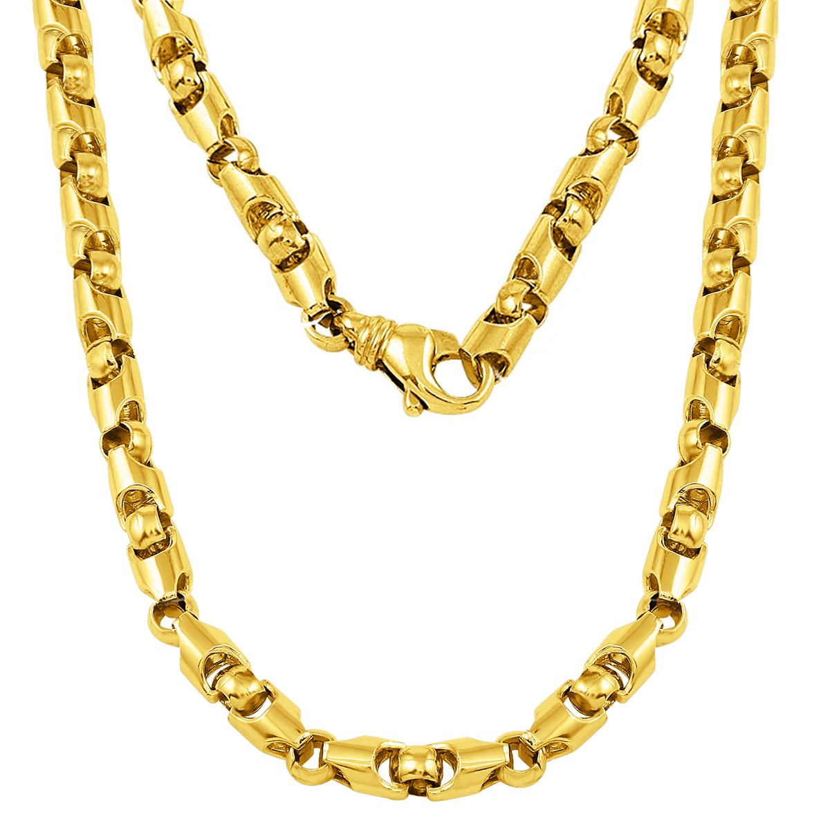 10k Yellow Gold Handmade Fashion Link Necklace 16" 6mm - Yellow,16"