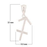 14k White Gold Sagittarius Zodiac Sign Charm Pendant - Sagittarius,White