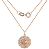 14k Rose Gold  Diamond Zodiac Sign Leo Pendant Necklace 18" - Leo,Rose