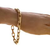 Men's 10k Yellow Gold Solid Handmade Link Chain Bracelet 7" 7mm 30.8 grams - 7"