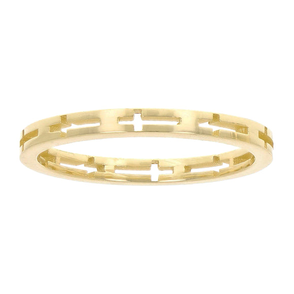 14k Yellow Gold Cutout Cross Ring Band Size 5.5 - 2mm 1.3 grams