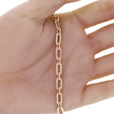 Italian 14k Yellow Gold Rope & Plain Paper Clip Link Bracelet 7.5" 3.4 grams