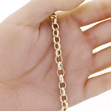 Italian 14k Yellow Gold Hollow Oval Rolo Links Bracelet 7.5" 7mm 4.5mm