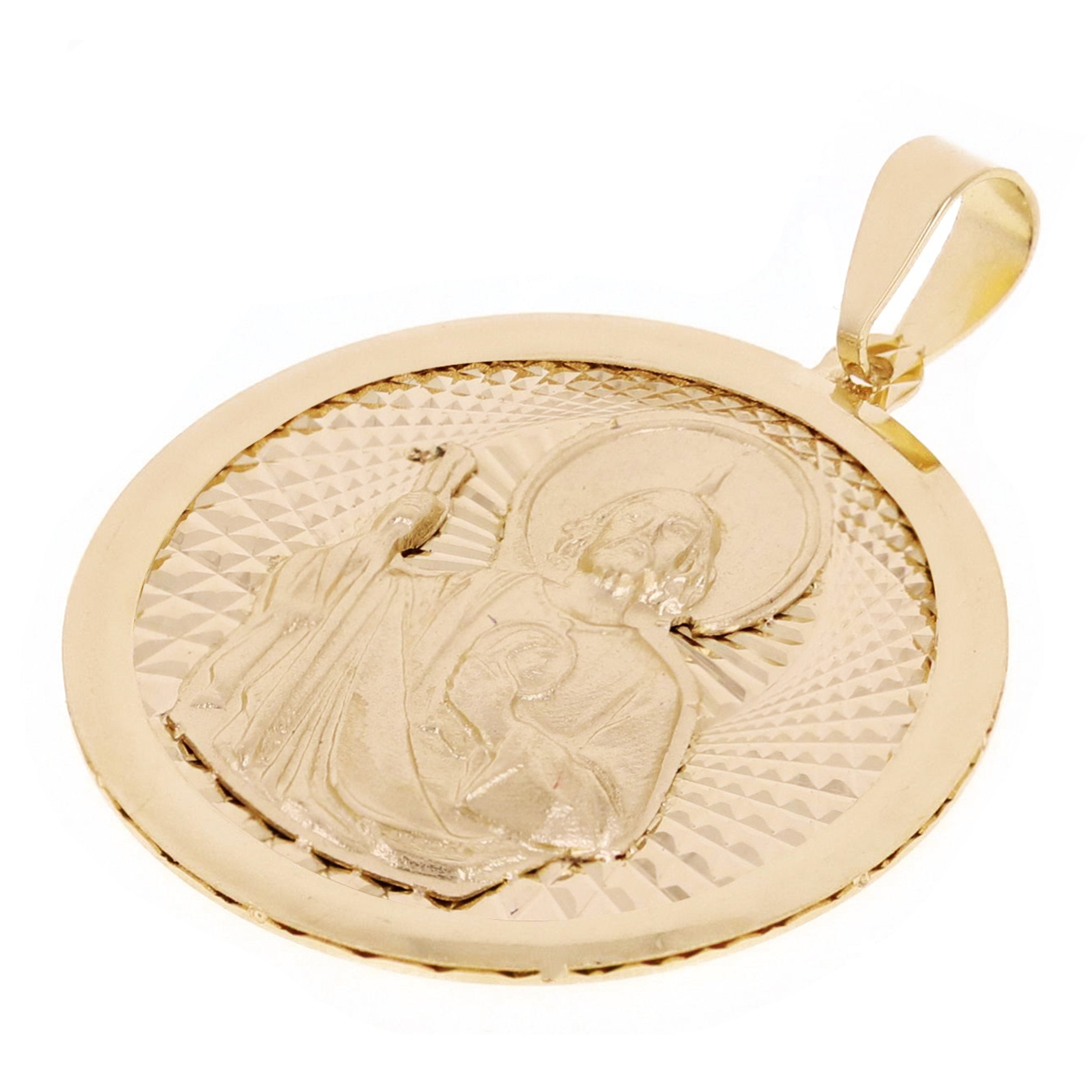 Italian 14k Yellow Gold Saint Jude Medal Charm Pendant 1.1" 2.5 grams - 2.5 grams