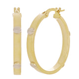 Italian 14k Two-Tone Gold Hollow Screw Design Hoop Earrings 1" 3mm 2.3 grams