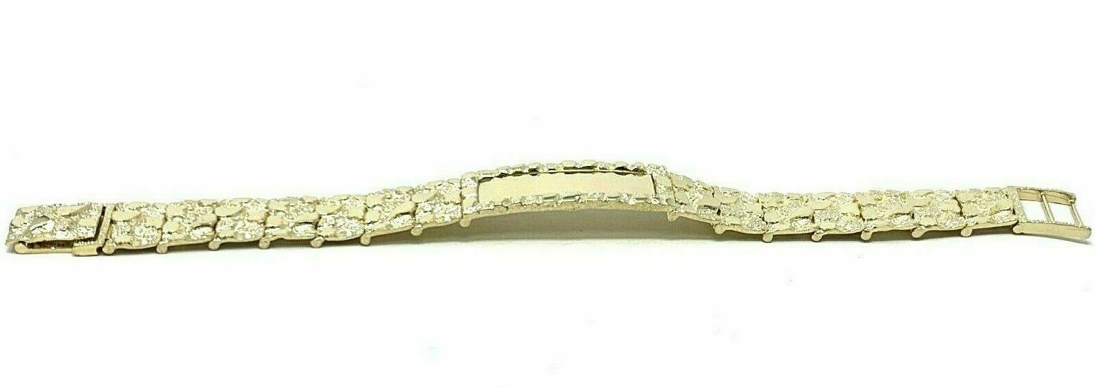 Men's 14k Solid Yellow Gold Nugget ID Bracelet 8" 15.5mm 44.4 grams