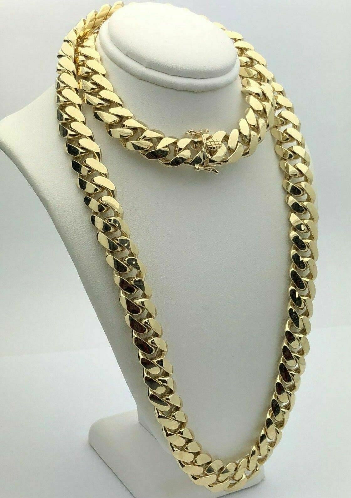 Men's 10k Yellow Gold Solid Heavy Miami Cuban Chain Necklace 28" 12.5mm - 267.9g - 28"