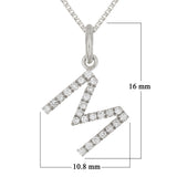 14k White Gold Diamond Initial Letter M Charm Pendant Necklace 18" - Letter M,White